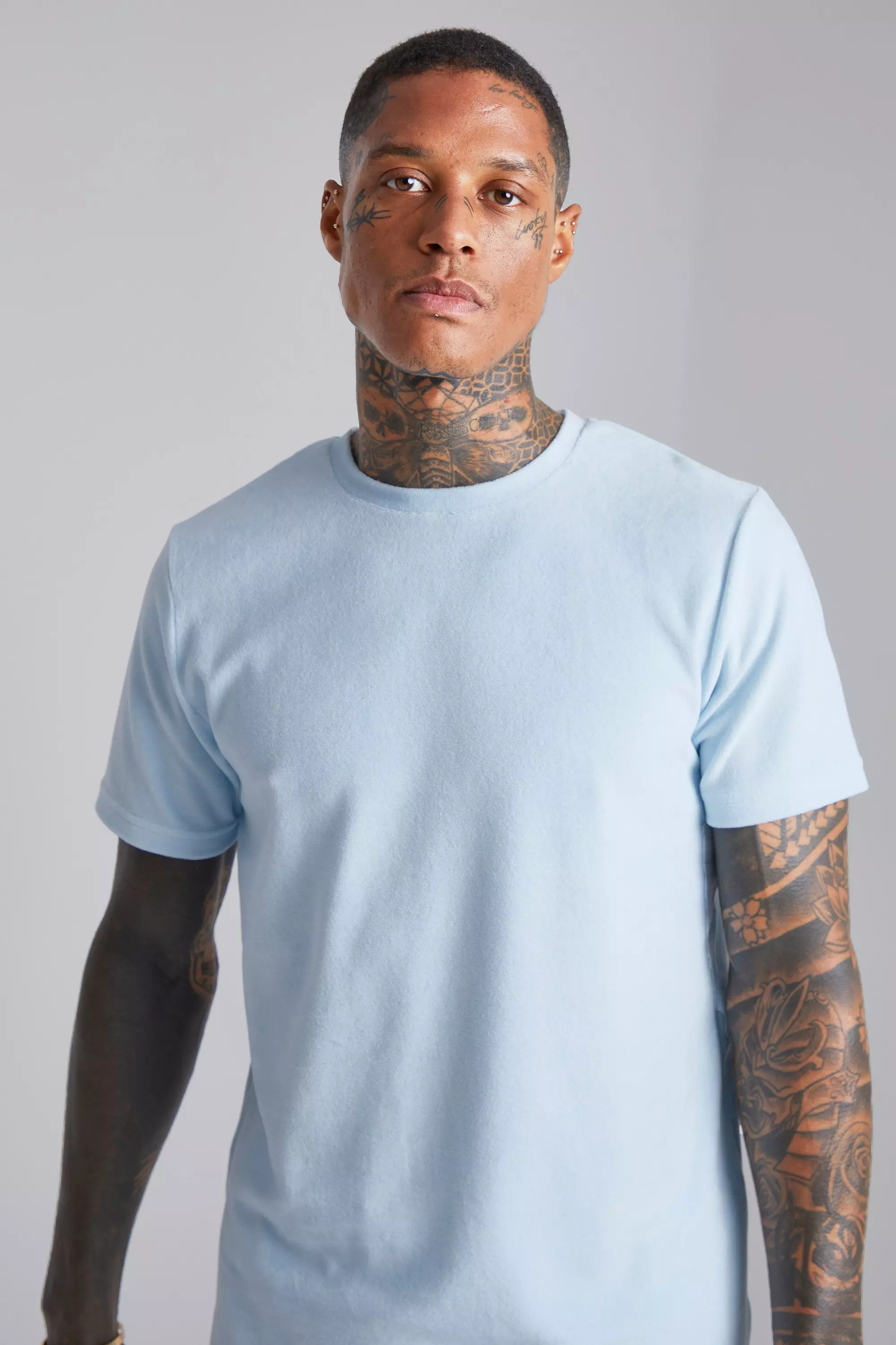 Slim Fit Velour T-shirt | boohooMAN USA